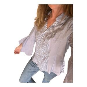 Ana striped button down flare sleeve top Size Xl